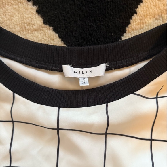 Milly Checkprint Silk Georgette Sweatshirt S - Picture 3 of 6